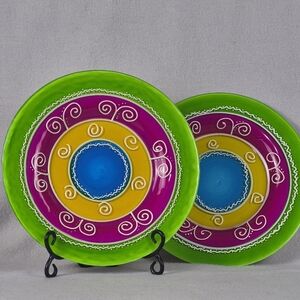 Hand-Painted Swirl Dinner Plates – Set of 2 – 11" – Vibrant High Polish